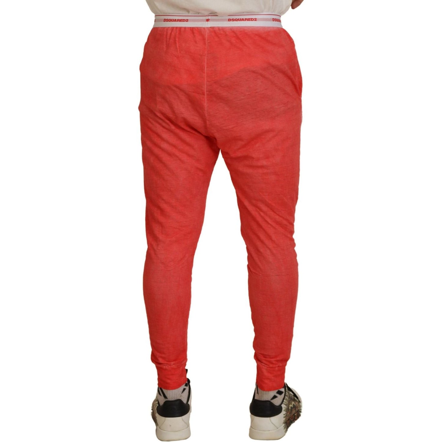 Dsquared² Orange Cotton Elastic Waist Logo Men Pants Dsquared²