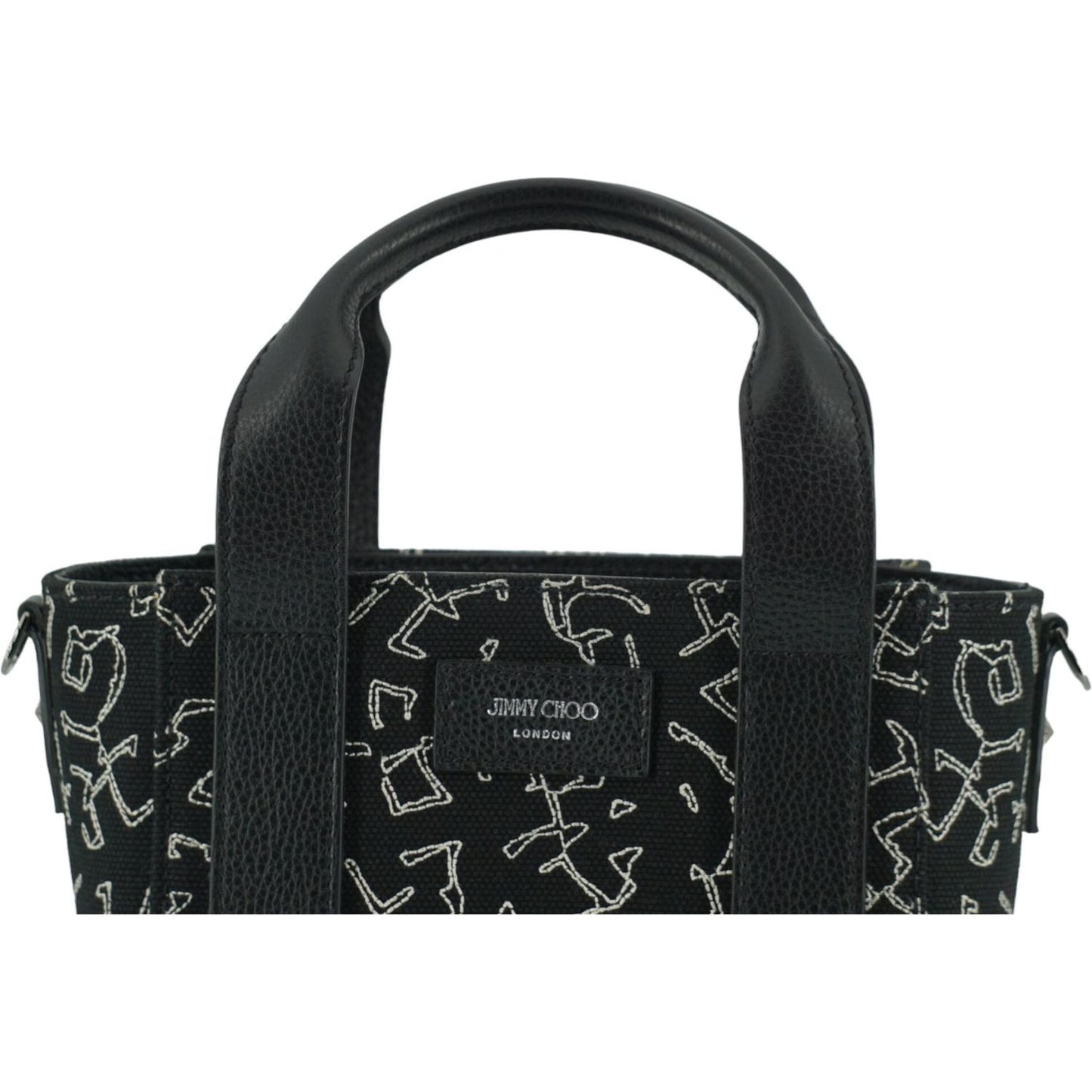 Jimmy Choo Black Leather and Canvas Small Tote Bag Jimmy Choo