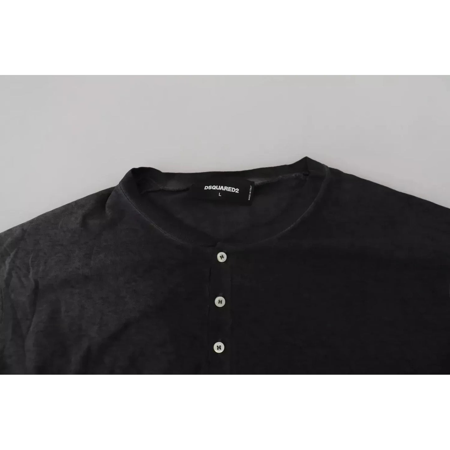 Dsquared² Black Cotton Linen Long Sleeves Pullover Sweater Dsquared²