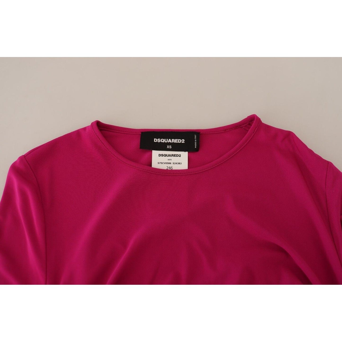 Dsquared² Fuchsia Viscose Long Sleeves Ruched Mini Dress Dsquared²