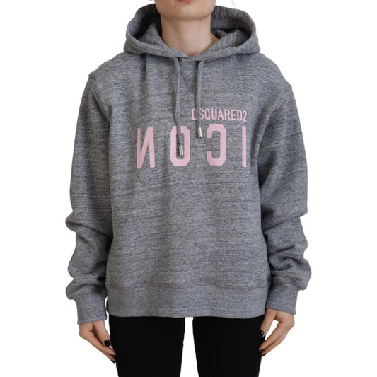 Dsquared² Gray Logo Printed Hooded Women Long Sleeve Sweater Dsquared²