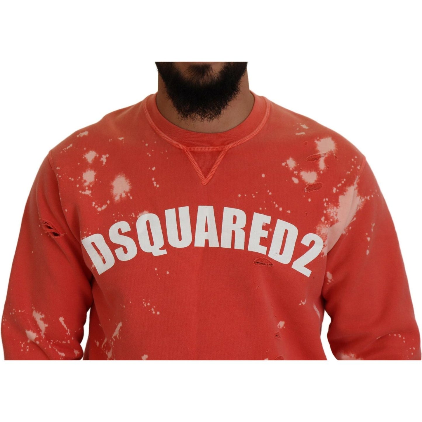 Dsquared² Orange Printed Long Sleeves Pullover Sweater Dsquared²