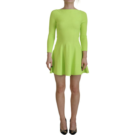 Dsquared² Green Viscose Long Sleeve A-line Sheath Mini Dress Dsquared²