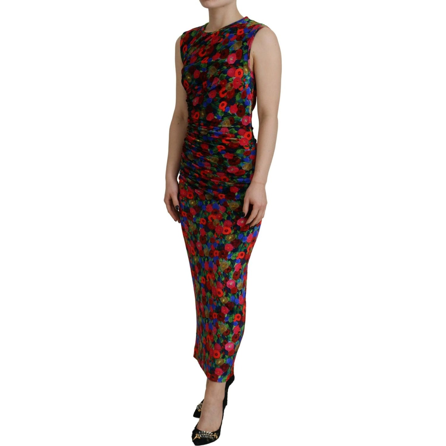 Dsquared² Multicolor Floral Bodycon Ruched Maxi Dress Dsquared²