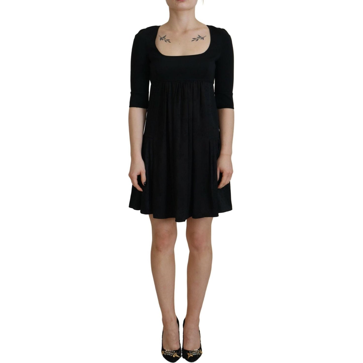 Dsquared² Black Acetate Short Sleeves A-line Sheath Dress Dsquared²