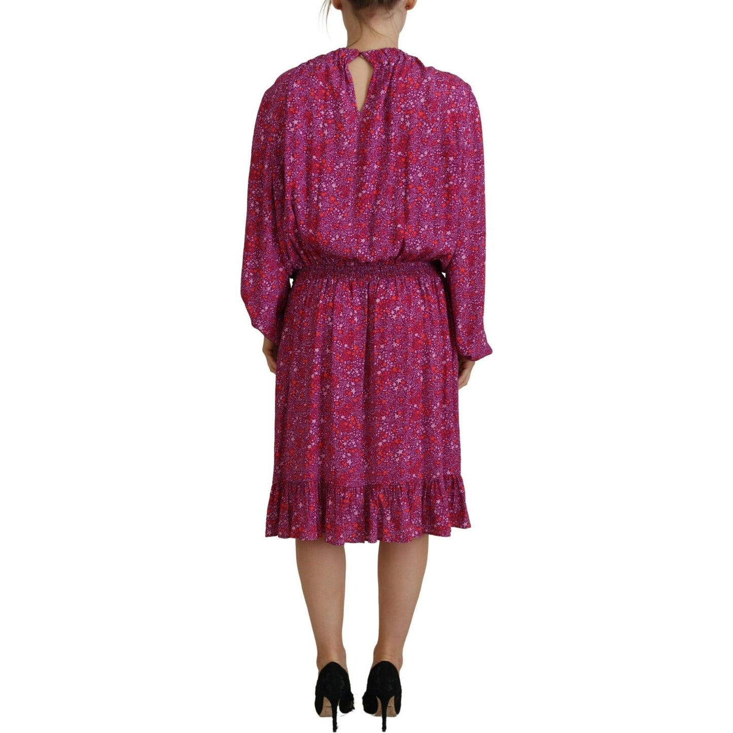 Dsquared² Fuchsia Stars Embellished Long Sleeves Dress Dsquared²