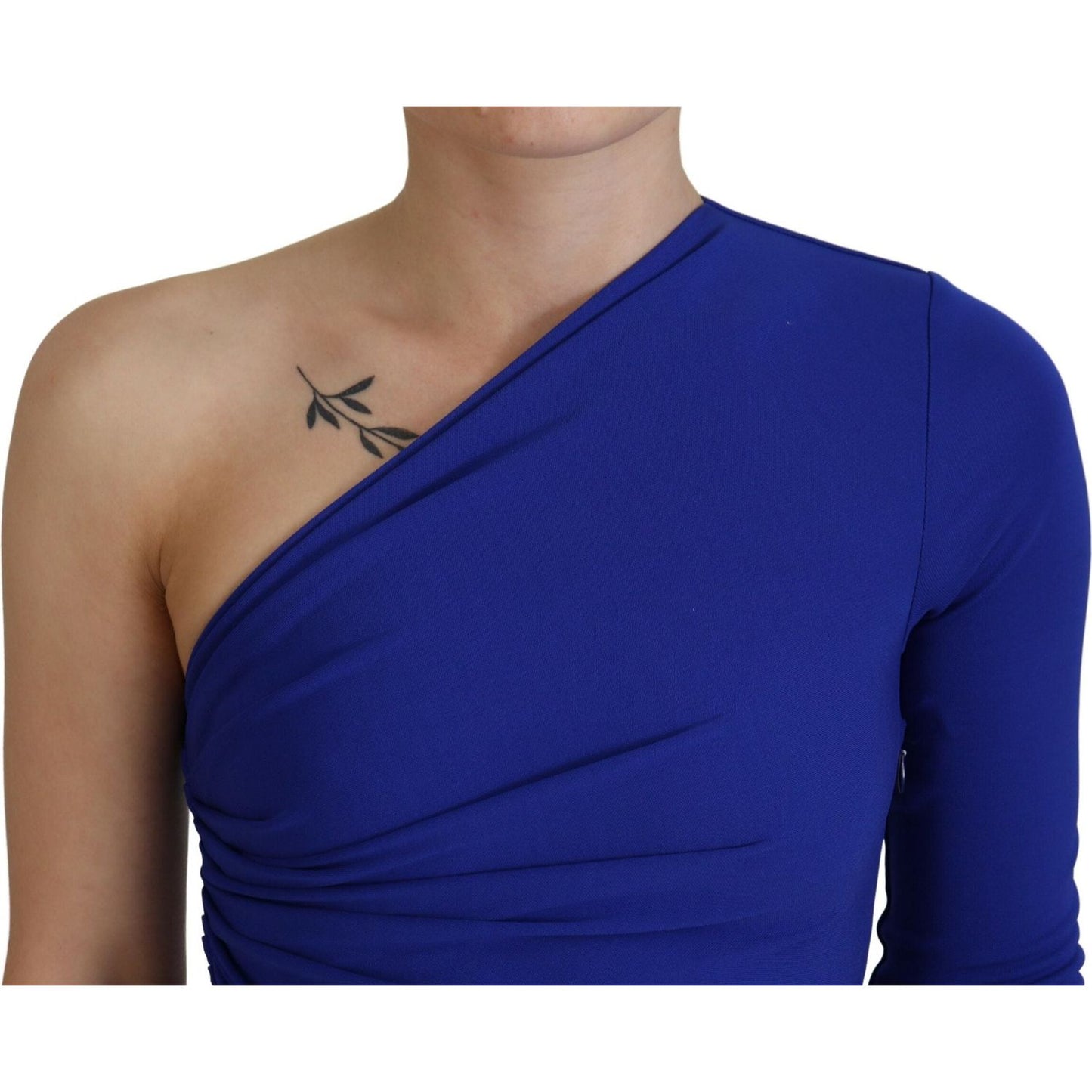 Dsquared² Blue Viscose One Shoulder Bodycon Ruched Mini Dress Dsquared²