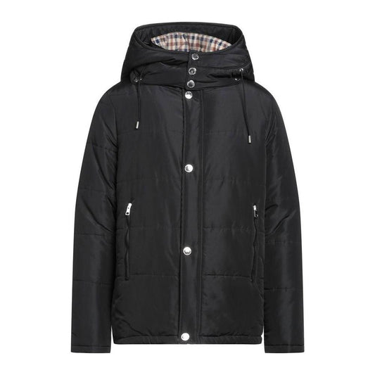 Aquascutum Elegant Black Jacket with Removable Hood MAN COATS & JACKETS Aquascutum