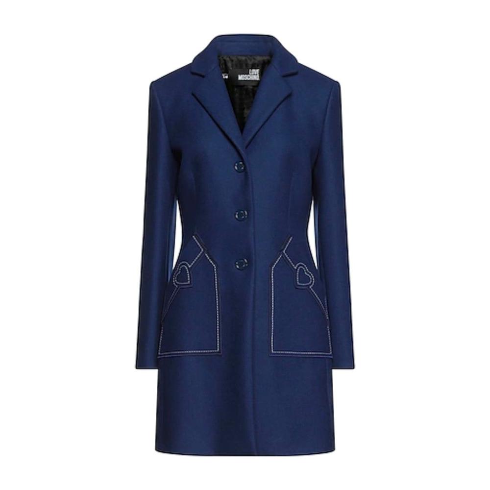 Love Moschino Elegant Embroidered Heart Wool Coat Love Moschino