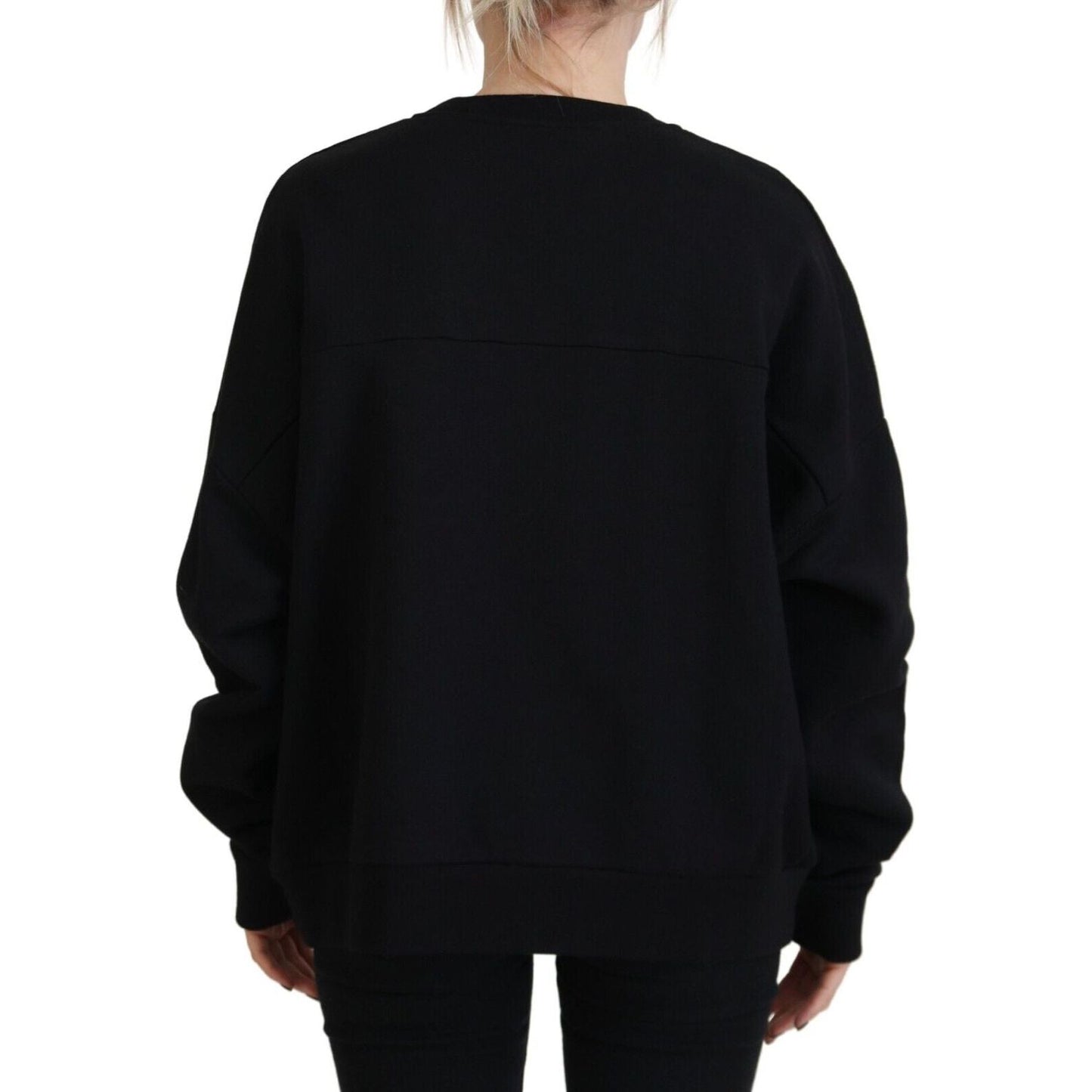 Dsquared² Black Cotton Printed Women Long Sleeve Sweater Dsquared²