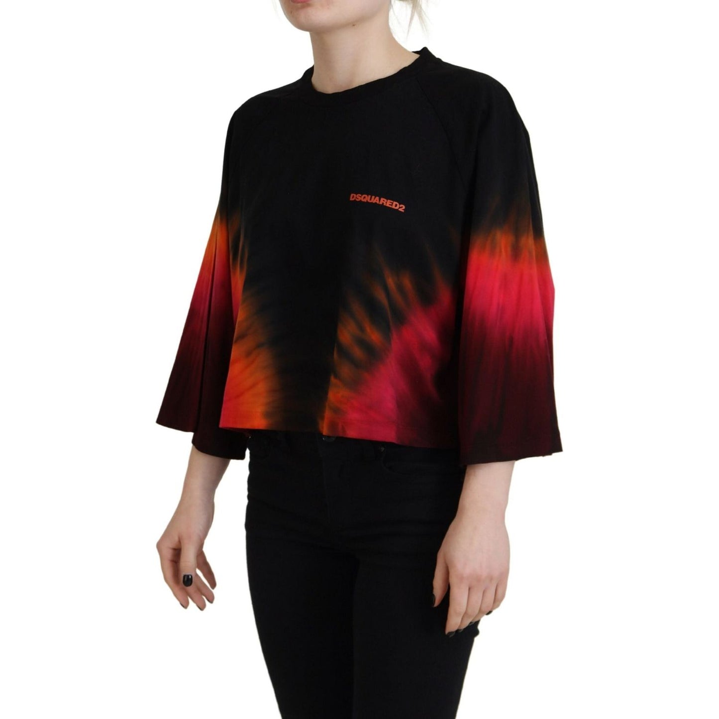 Dsquared² Black Cotton Tie Dye Crew Neck Casual Top Dsquared²