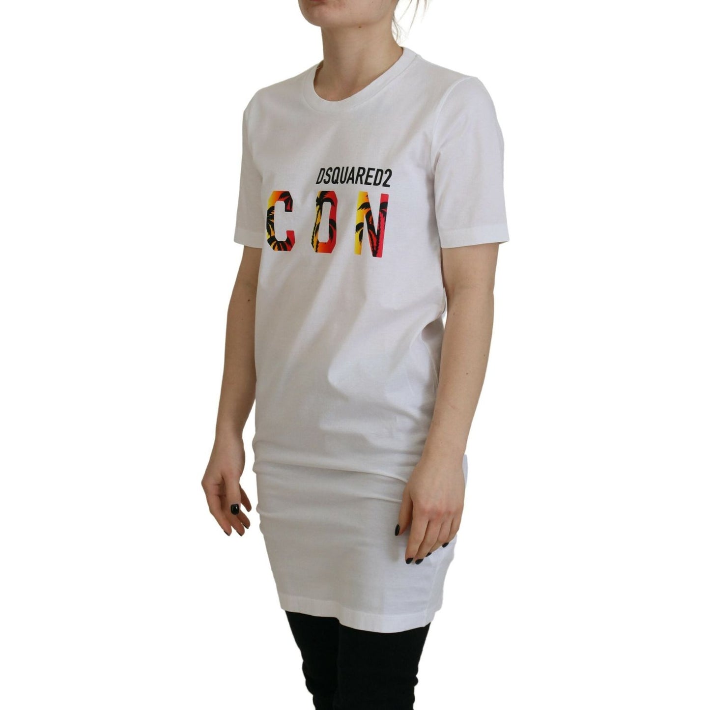 Dsquared² White Cotton Icon Logo Print Crewneck T-shirt Dsquared²