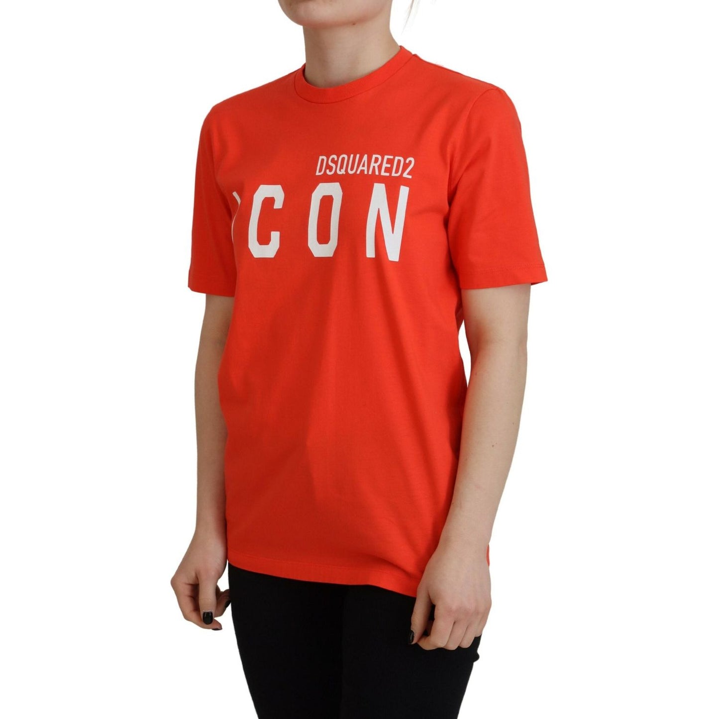 Dsquared² Orange Cotton Shiny Icon East Tee Crewneck T-shirt Dsquared²