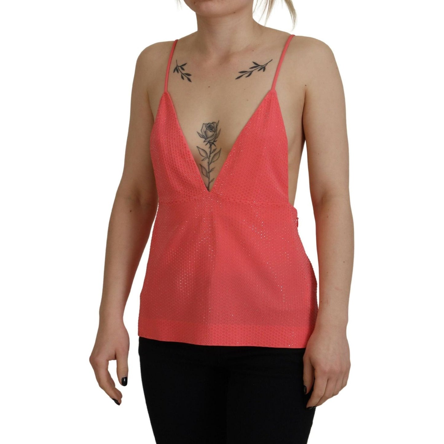 Dsquared² Pink Sleeveless Spaghetti Strap Cami V-neck Top Dsquared²