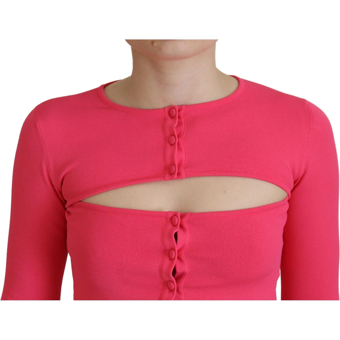 Dsquared² Pink Viscose Knit Open Chest Long Sleeves Top Dsquared²