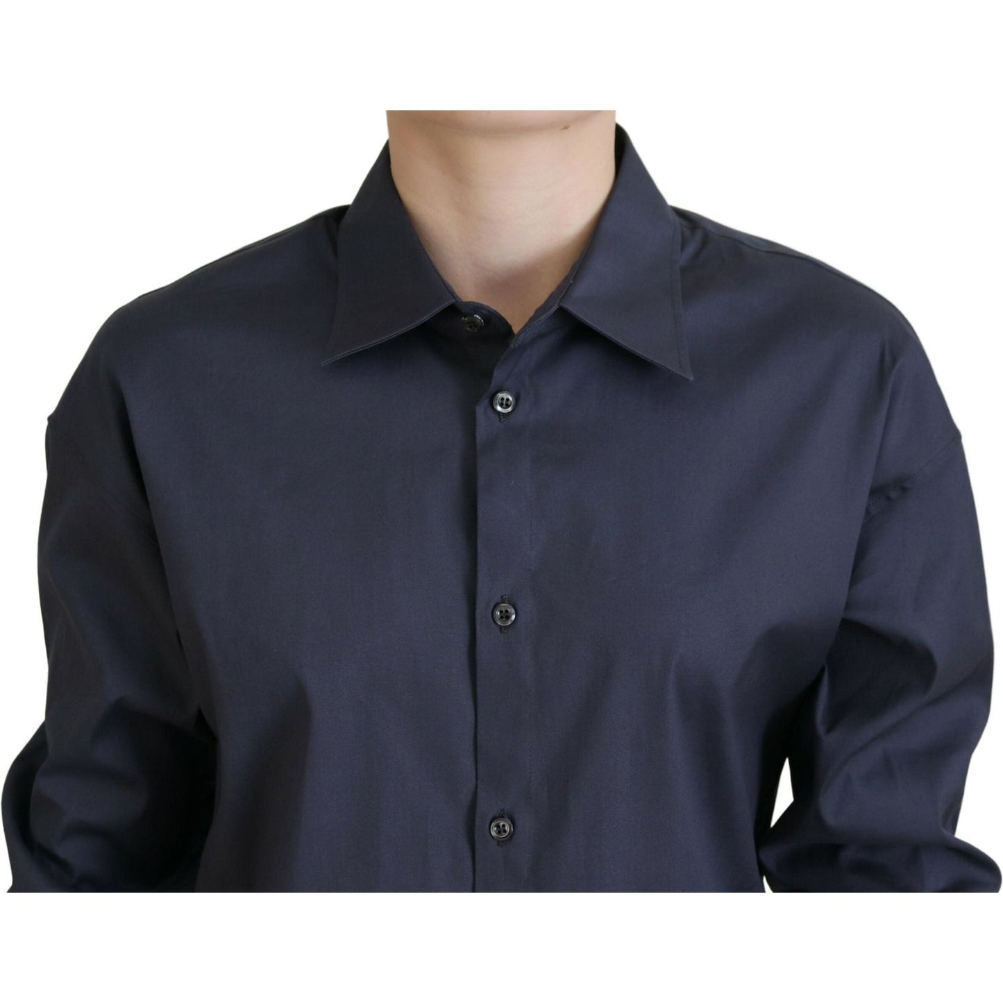 Dsquared² Navy Blue Cotton Button Down Collared Shirt Top Dsquared²