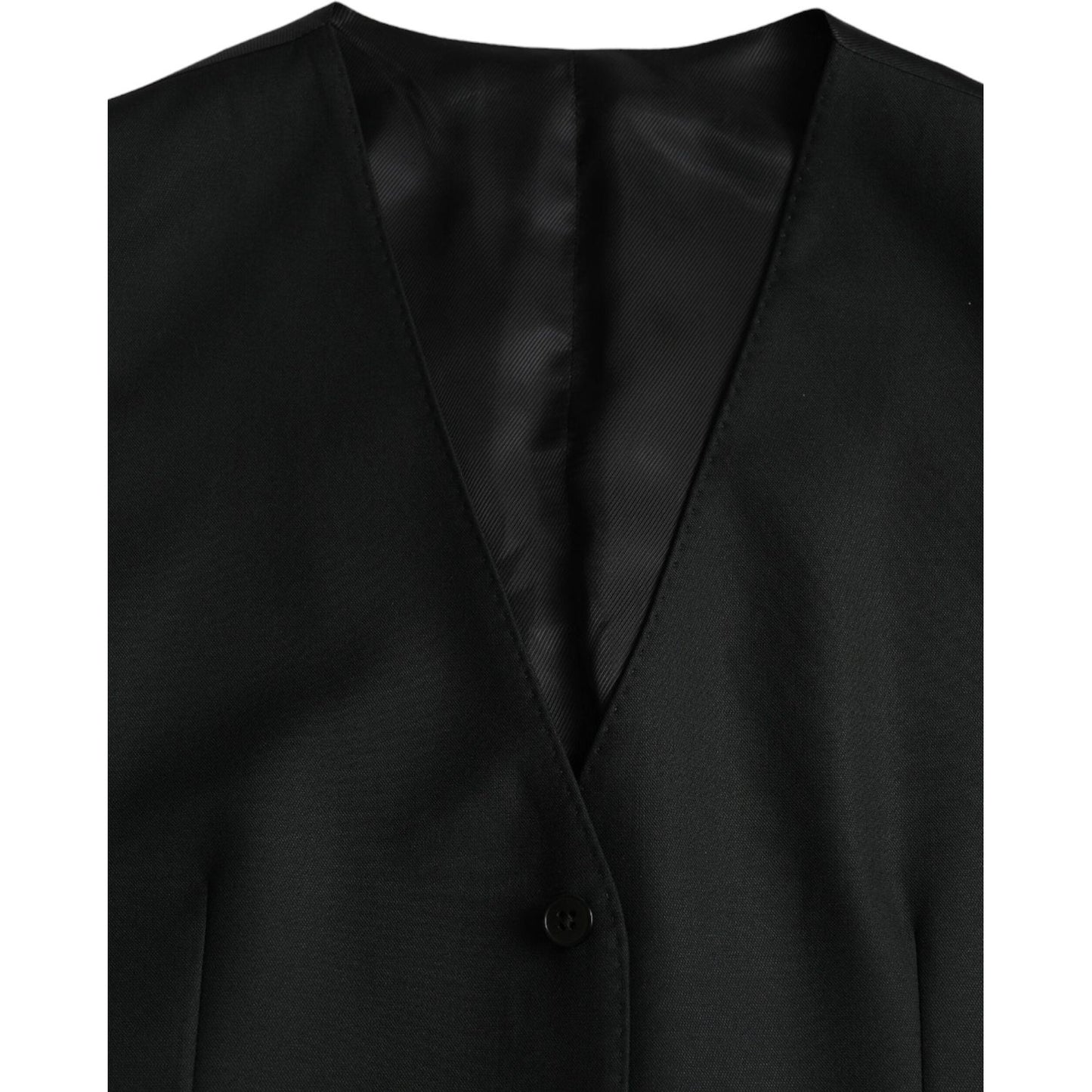 Dolce & Gabbana Black Wool Waistcoat Dress Formal Vest Dolce & Gabbana