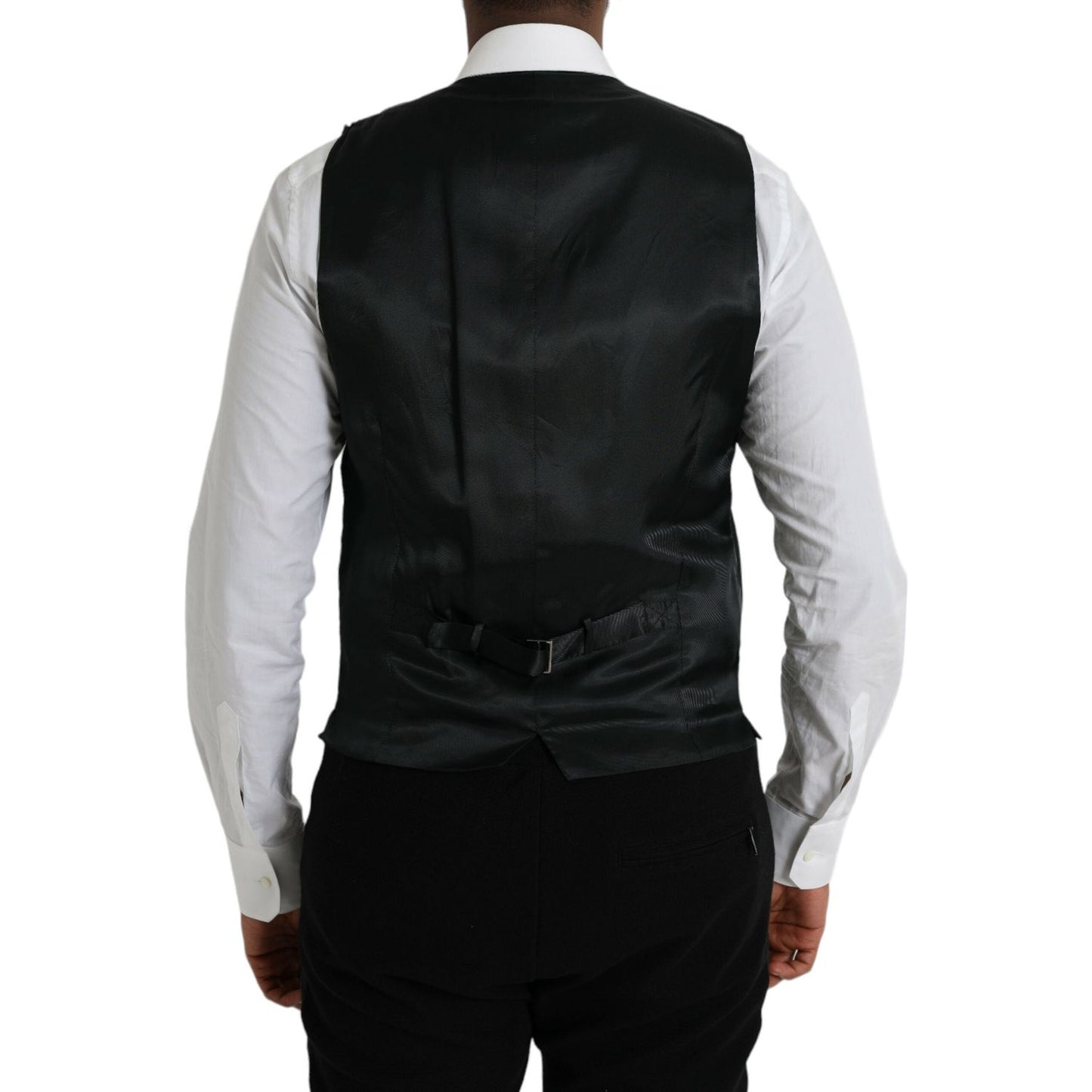 Dolce & Gabbana Black Cotton Waistcoat Dress Formal Vest Dolce & Gabbana