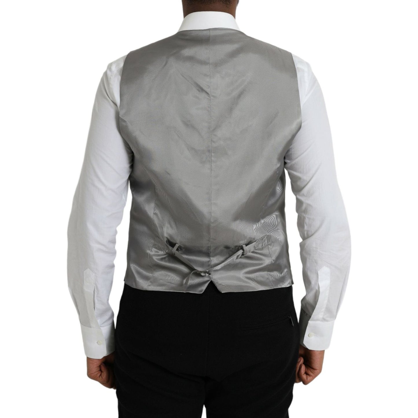 Dolce & Gabbana Light Gray Wool Formal Dress Waistcoat Vest Dolce & Gabbana