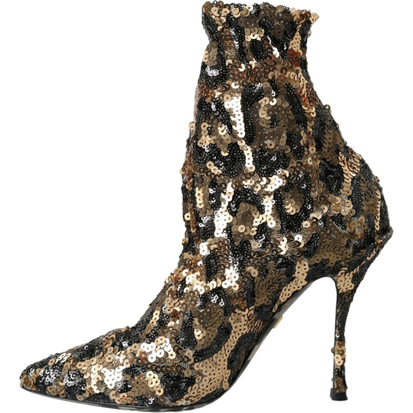 Dolce & Gabbana Gold Leopard Sequins Heels Boots Shoes Dolce & Gabbana