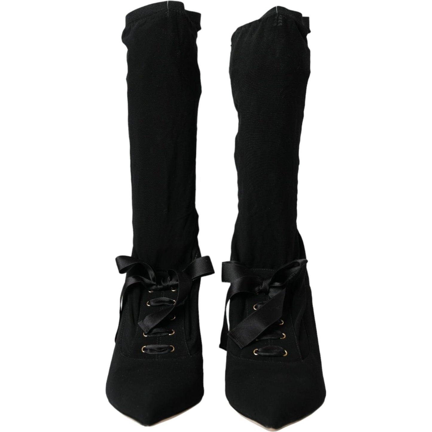 Dolce & Gabbana Black Stiletto Heels Mid Calf Boots Shoes Dolce & Gabbana