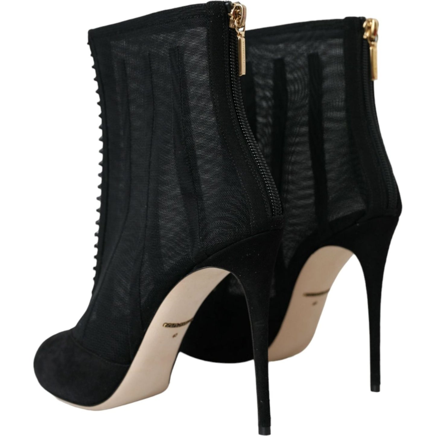 Dolce & Gabbana Black Mesh Stiletto Heels Ankle Boots Shoes Dolce & Gabbana