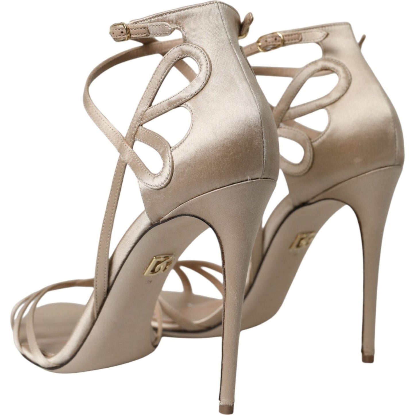 Dolce & Gabbana Beige Leather Strappy Heels Sandals Shoes Dolce & Gabbana