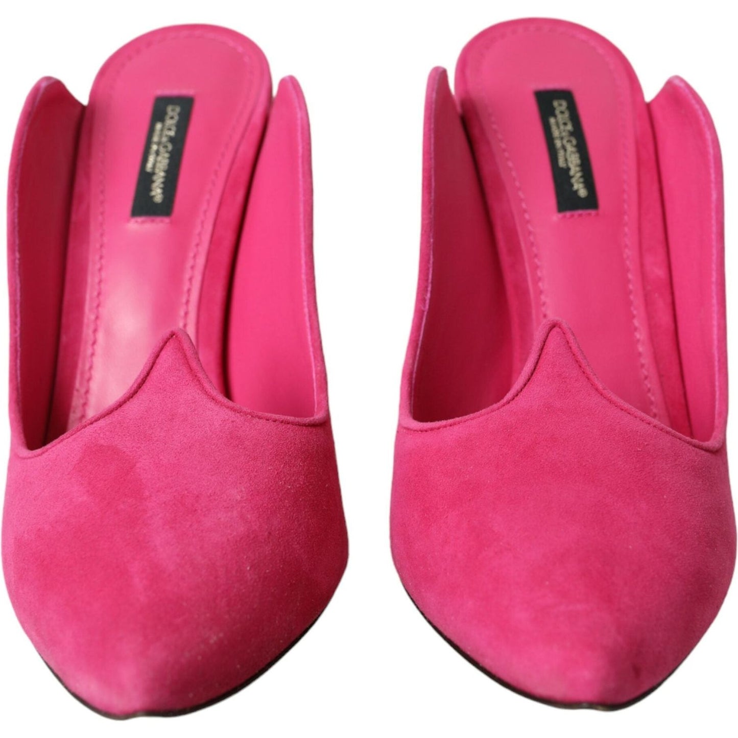 Dolce & Gabbana Fuchsia Suede Leather Mules Sandals Shoes Dolce & Gabbana