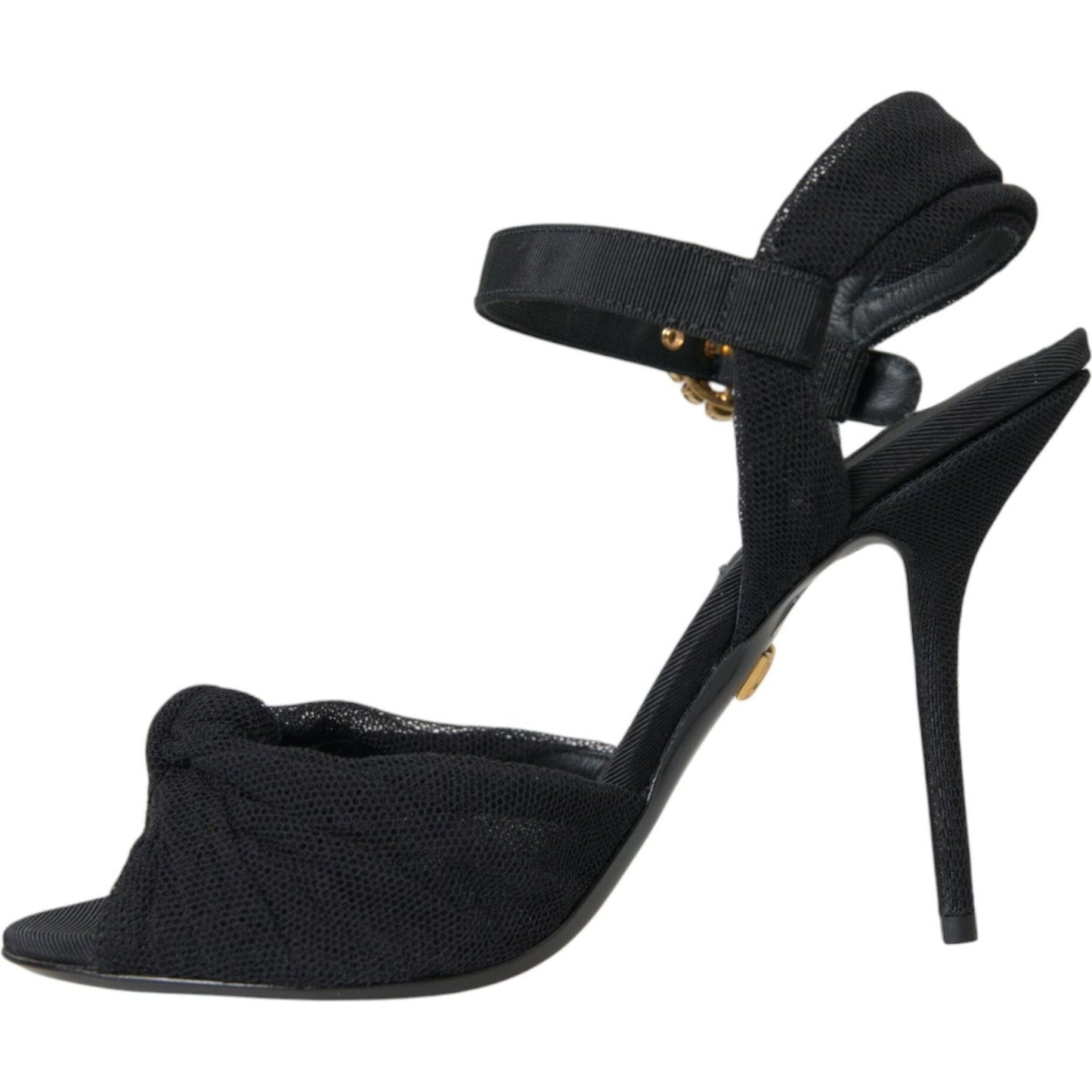 Dolce & Gabbana Black Suede Embellished Heels Sandals Shoes Dolce & Gabbana