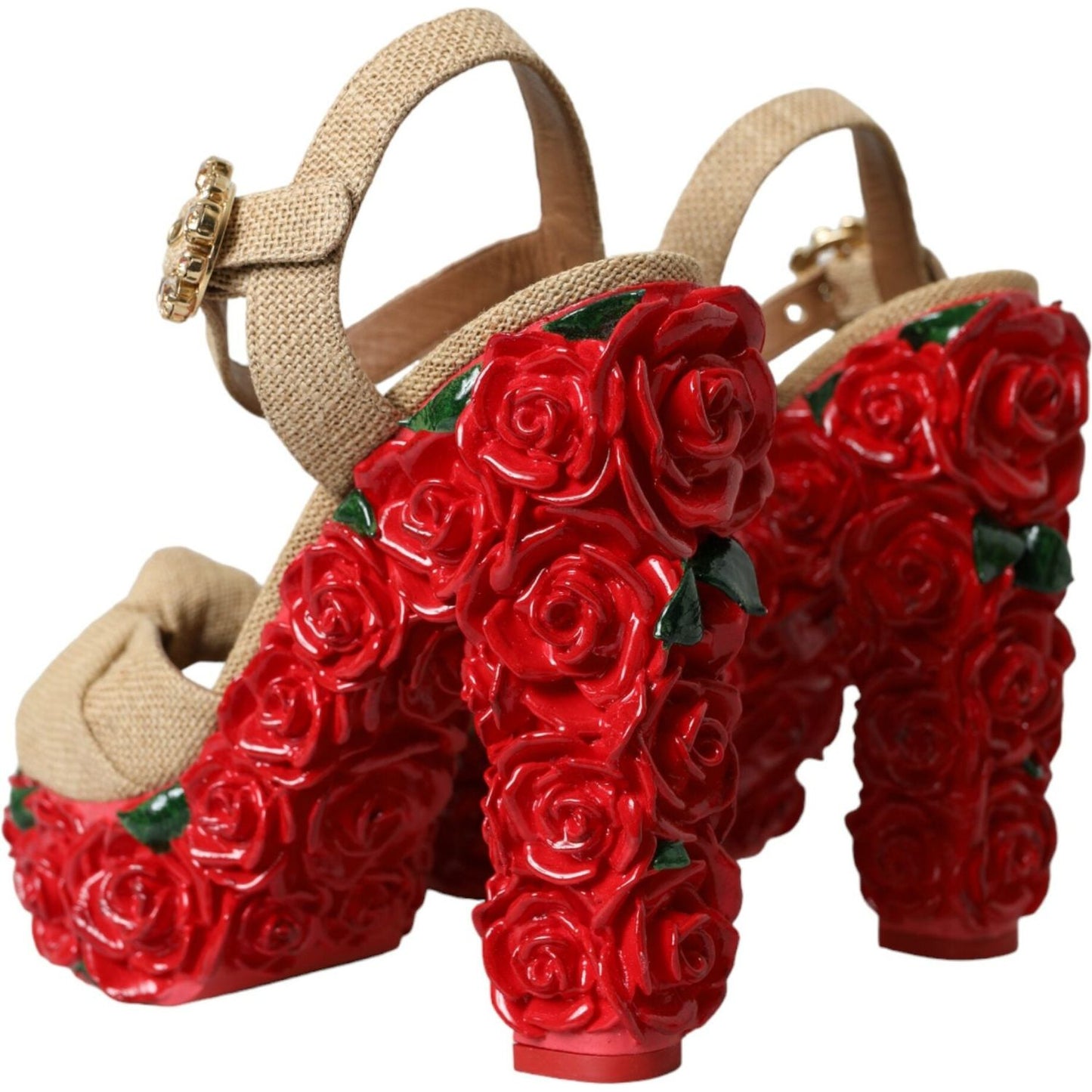 Dolce & Gabbana Red Roses Crystal Platform Sandals Shoes Dolce & Gabbana