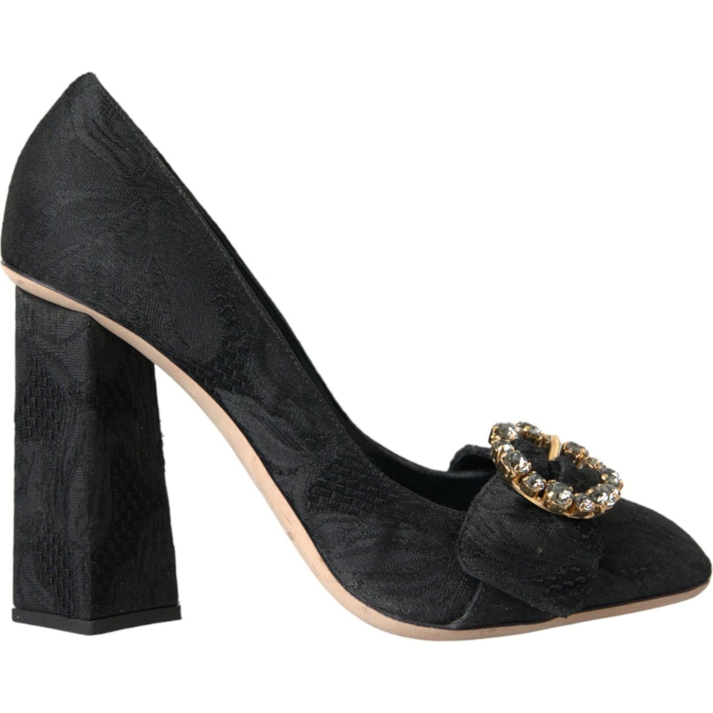 Dolce & Gabbana Black Brocade Crystals Heels Pumps Shoes Dolce & Gabbana