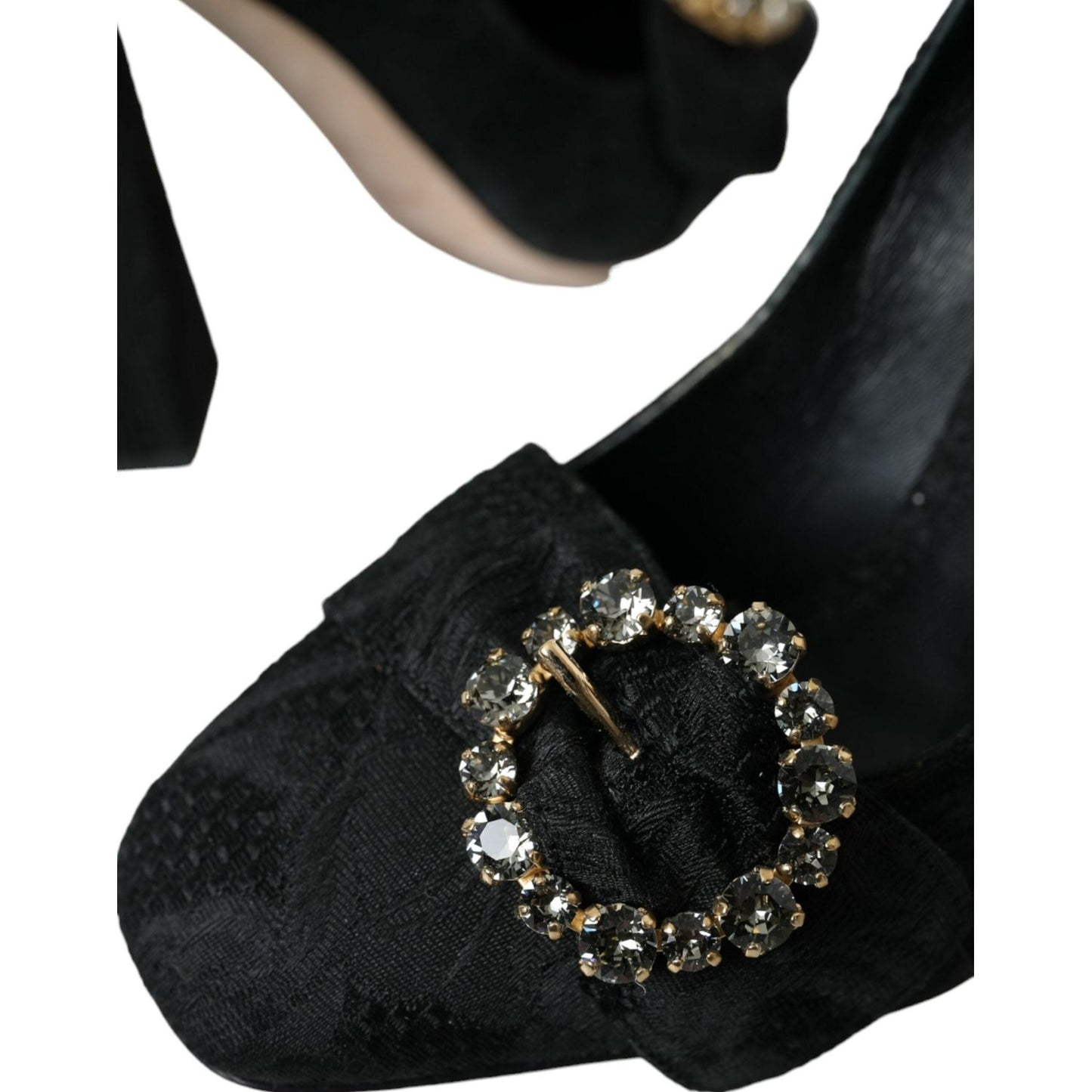 Dolce & Gabbana Black Brocade Crystals Heels Pumps Shoes Dolce & Gabbana