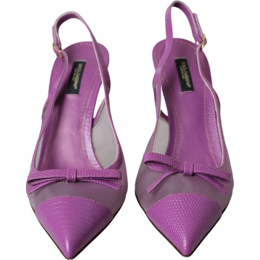 Dolce & Gabbana Purple Leather Mesh High Heels Slingback Shoes Dolce & Gabbana