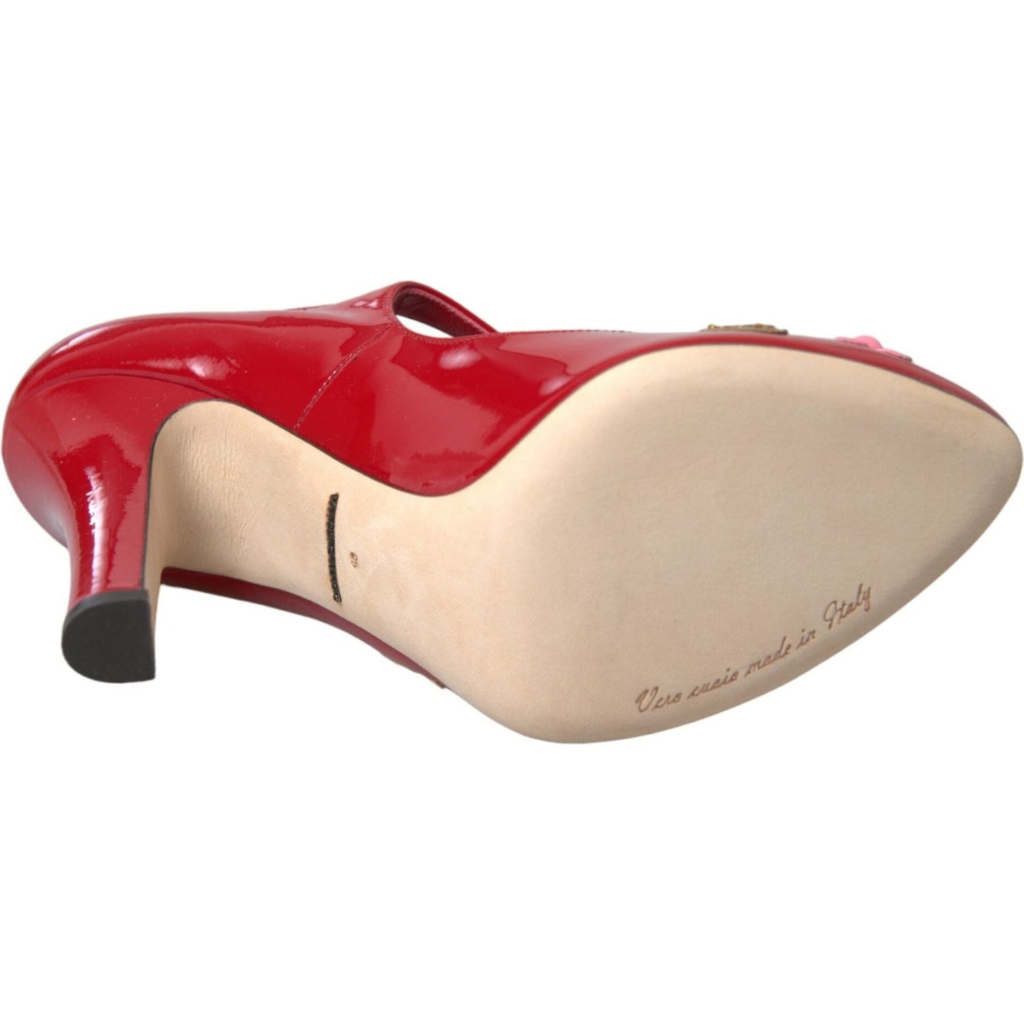 Dolce & Gabbana Red Leather Embellished Mary Jane Pumps Heels Shoes Dolce & Gabbana