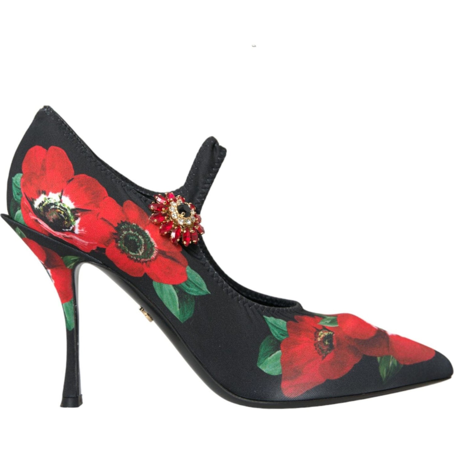 Dolce & Gabbana Black Floral Crystal Mary Jane Pumps Shoes Dolce & Gabbana