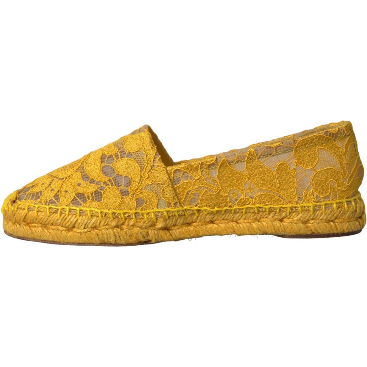 Dolce & Gabbana Yellow Taormina Lace Espadrille Loafers Flats Shoes Dolce & Gabbana