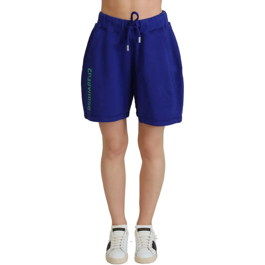 Dsquared² Blue Logo Cotton High Waist Sweatshorts Shorts Dsquared²