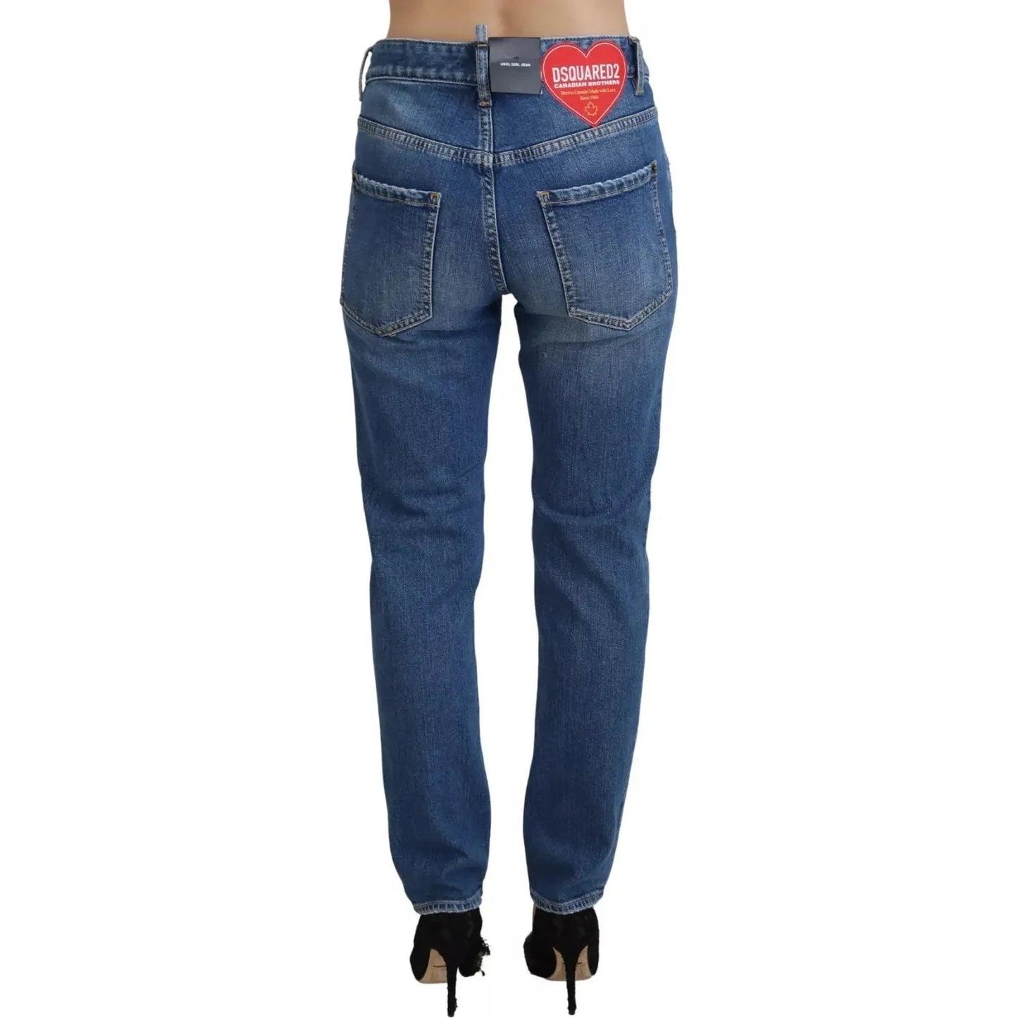 Dsquared² Cool Girl Blue Distressed Mid Waist Denim Jeans Dsquared²