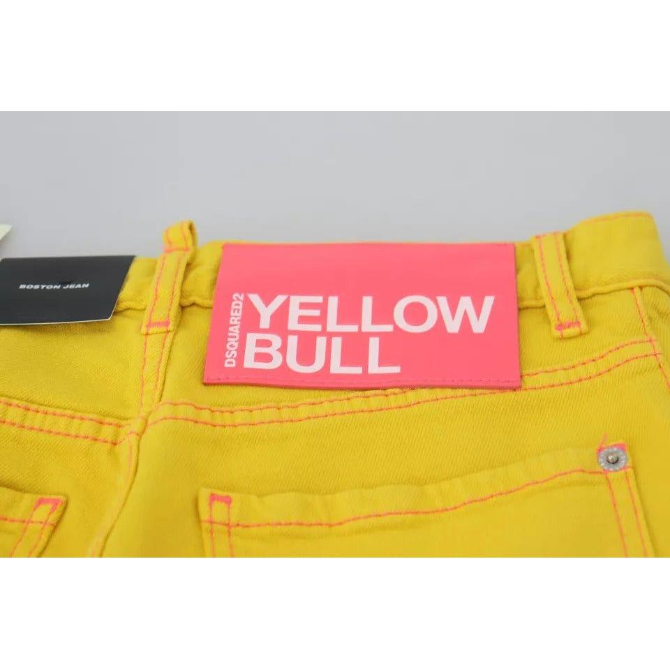 Dsquared² Yellow Cotton High Waist Straight Denim Boston Jeans Dsquared²