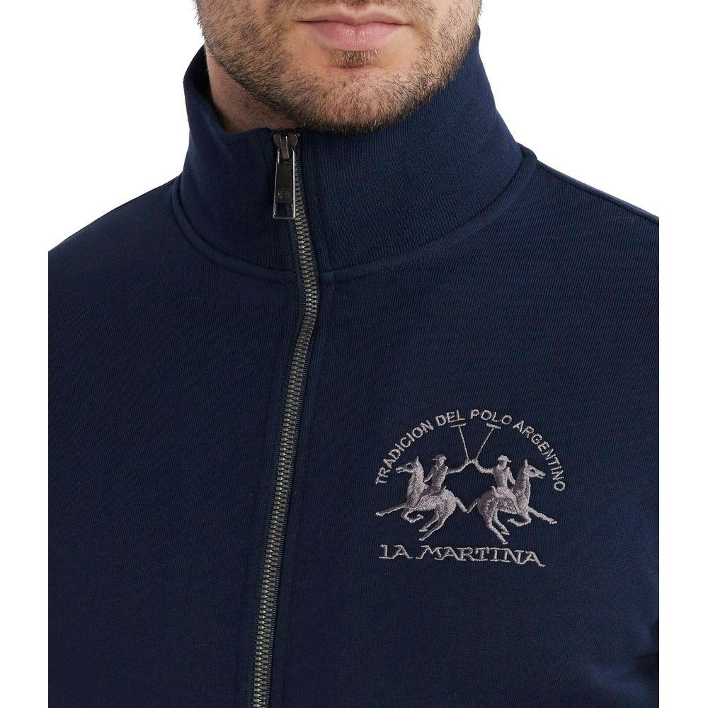 La Martina Blue Cotton Sweater La Martina