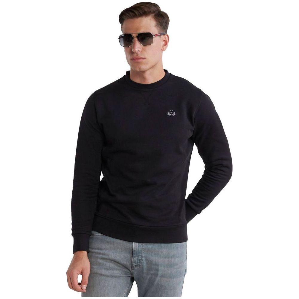 La Martina Black Cotton Sweater La Martina