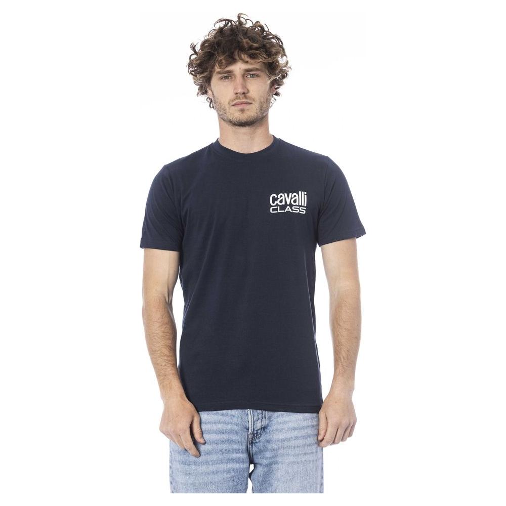 Cavalli Class Blue Cotton Men T-Shirt Cavalli Class