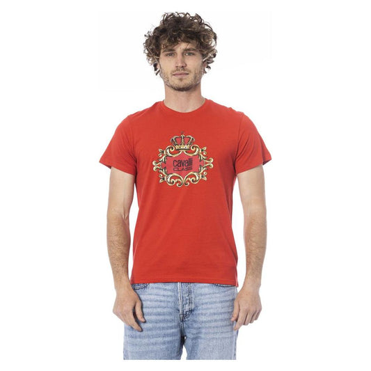 Cavalli Class Red Cotton Men T-Shirt Cavalli Class