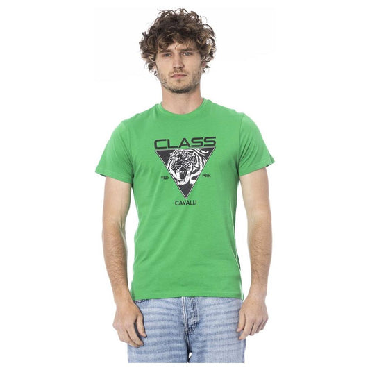Cavalli Class Green Cotton Men T-Shirt