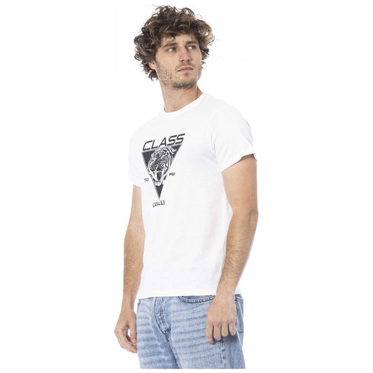 Cavalli Class White Cotton Men T-Shirt Cavalli Class