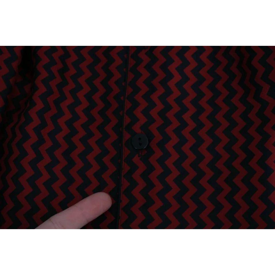 Dolce & Gabbana Black Red Zigzag Pattern Casual Shirt Dolce & Gabbana