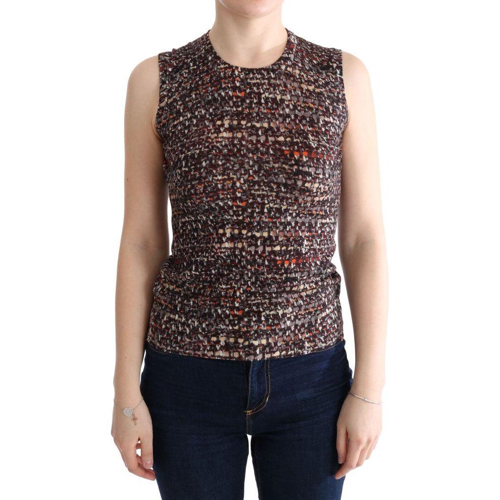 Dolce & Gabbana Multicolor Print Knit Top Wool T-shirt