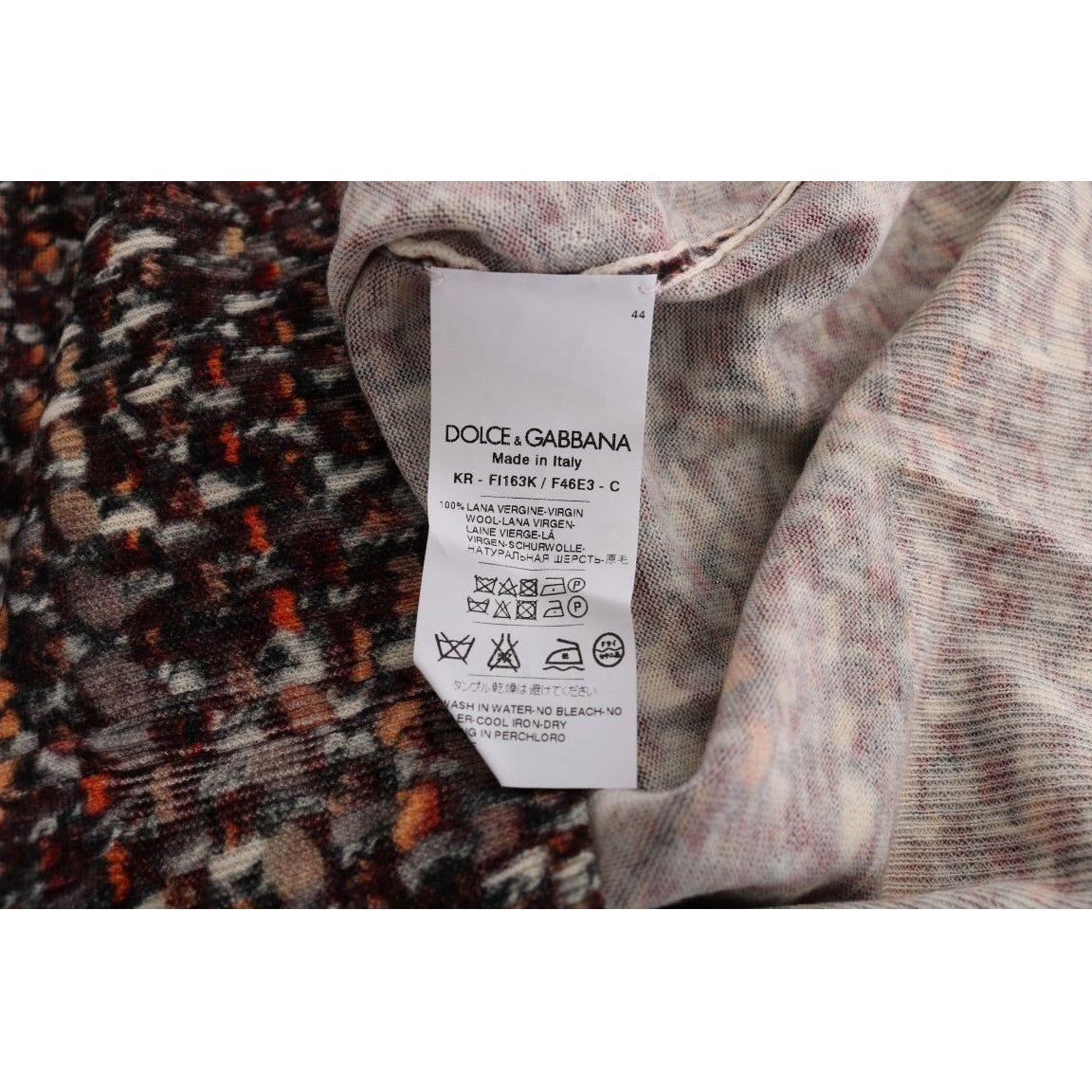 Dolce & Gabbana Multicolor Print Knit Top Wool T-shirt