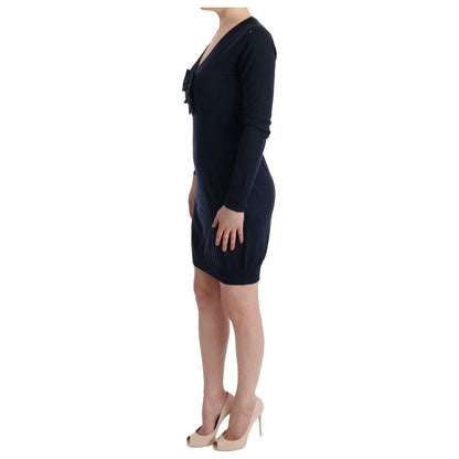 MARGHI LO' Blue Wool Long Sleeve Shift Dress