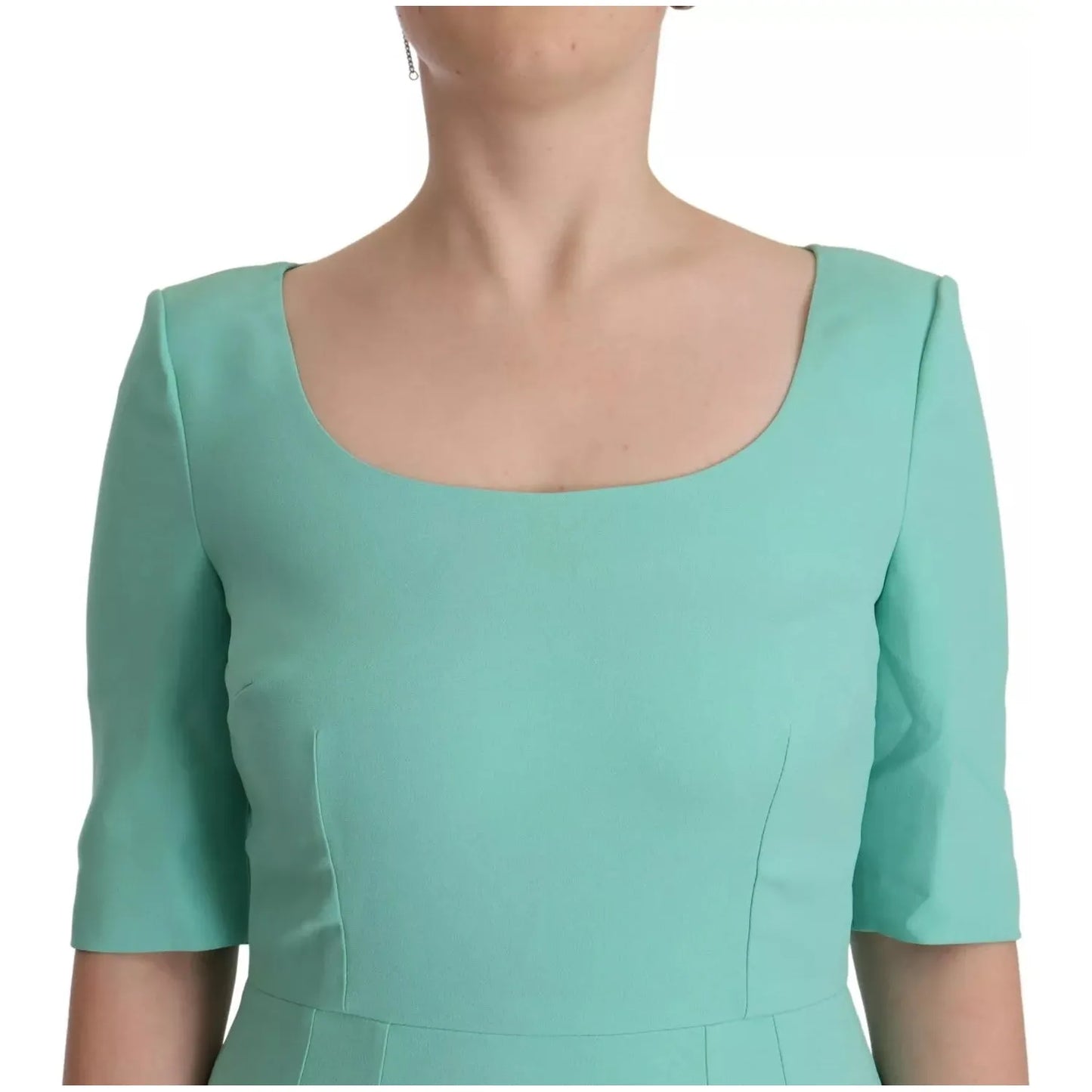 Dolce & Gabbana Mint Green Sheath Square Neckline Midi Dress Dolce & Gabbana